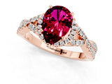 Rose gold Pear Cut Garnet  Halo Twist Band Solitaire Prong Setting Ring_25