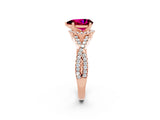 Rose gold Pear Cut Garnet  Halo Twist Band Solitaire Prong Setting Ring_26