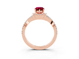 Rose gold Pear Cut Garnet  Halo Twist Band Solitaire Prong Setting Ring_27