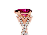 Rose gold Pear Cut Garnet  Halo Twist Band Solitaire Prong Setting Ring_29