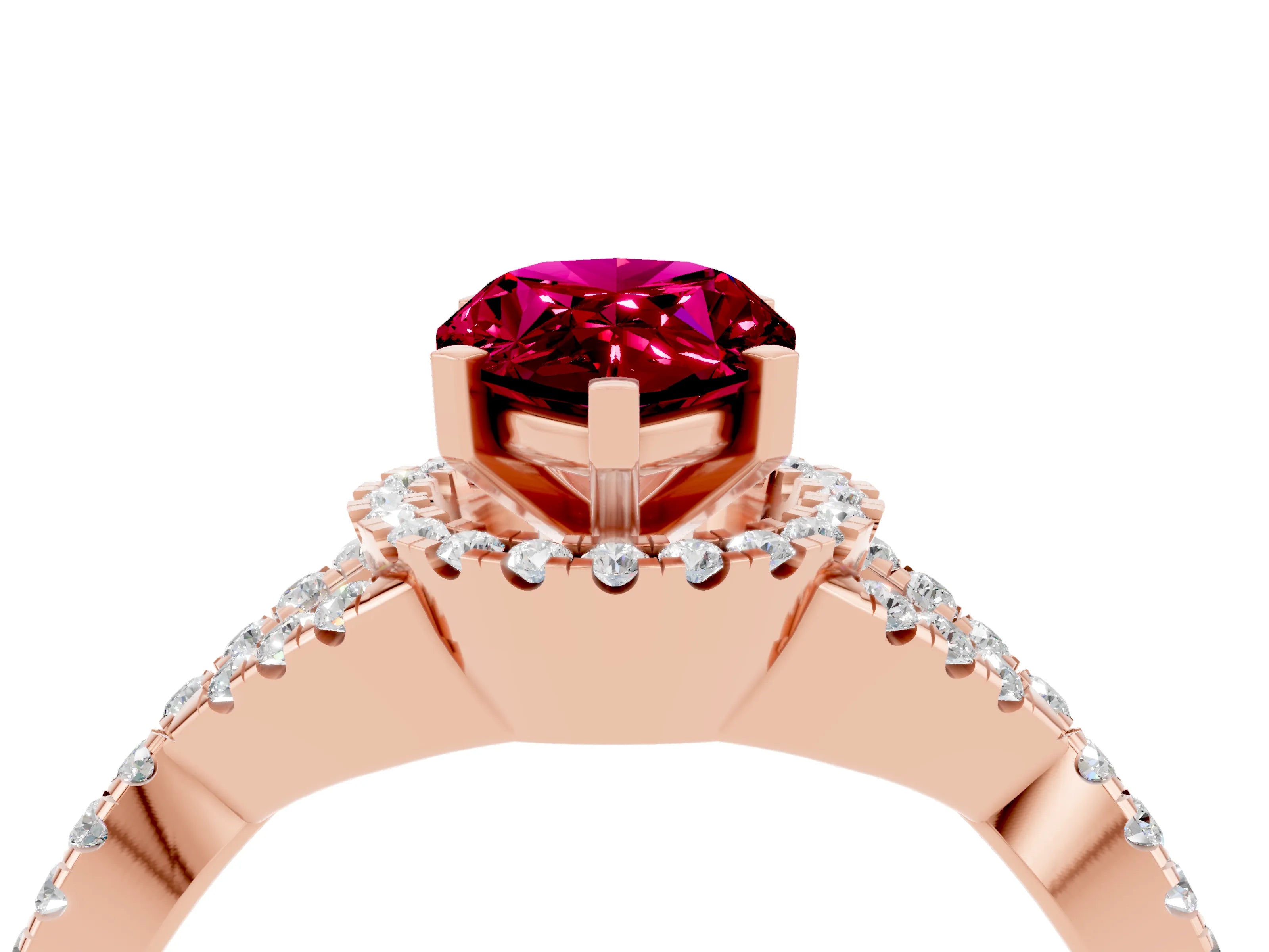 Rose gold Pear Cut Garnet Halo Twist Band Solitaire Prong Setting Ring_4