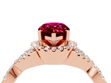 Rose gold Pear Cut Garnet  Halo Twist Band Solitaire Prong Setting Ring_46