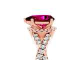 Rose gold Pear Cut Garnet  Halo Twist Band Solitaire Prong Setting Ring_47