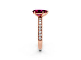 Rose gold Pear Cut Garnet Milgrain Pavé Engagement Ring with Four-Prong Setting_2
