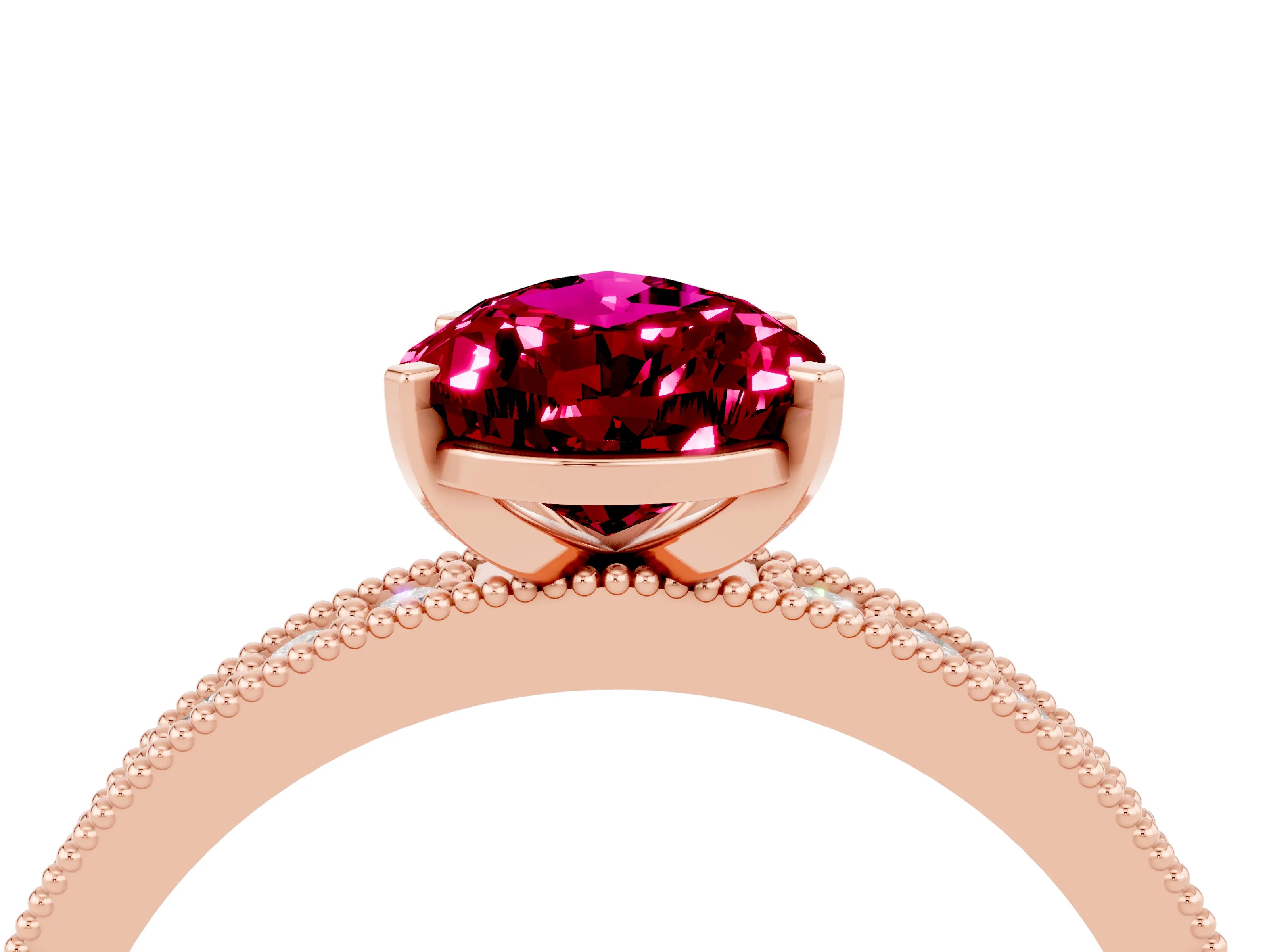 Rose gold Pear Cut Garnet Milgrain Pavé Engagement Ring with Four-Prong Setting_4