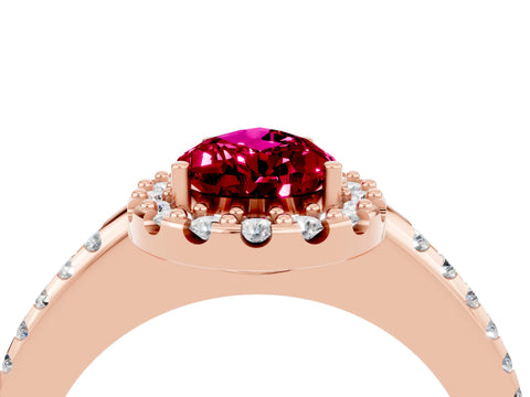 Rose gold Pear Cut Garnet Pavé Halo Ring with Four-Prong Setting_16