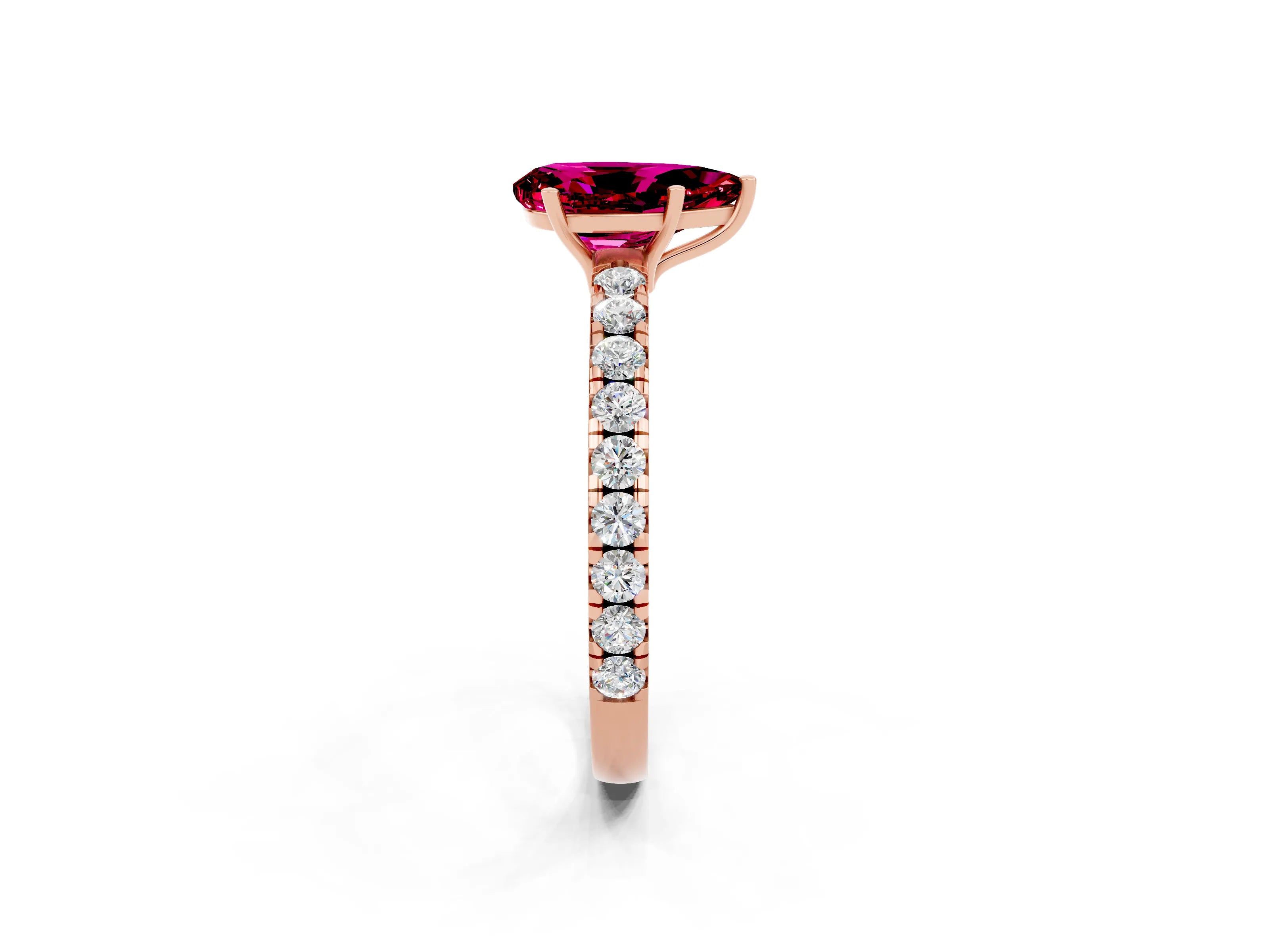 Rose gold Pear Cut Garnet Pavé Solitaire Engagement Ring with Four-Prong Setting_14