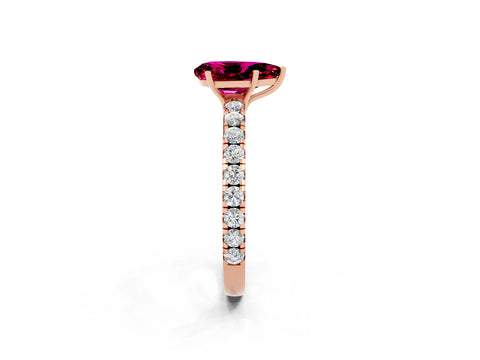 Rose gold Pear Cut Garnet Pavé Solitaire Engagement Ring with Four-Prong Setting_14