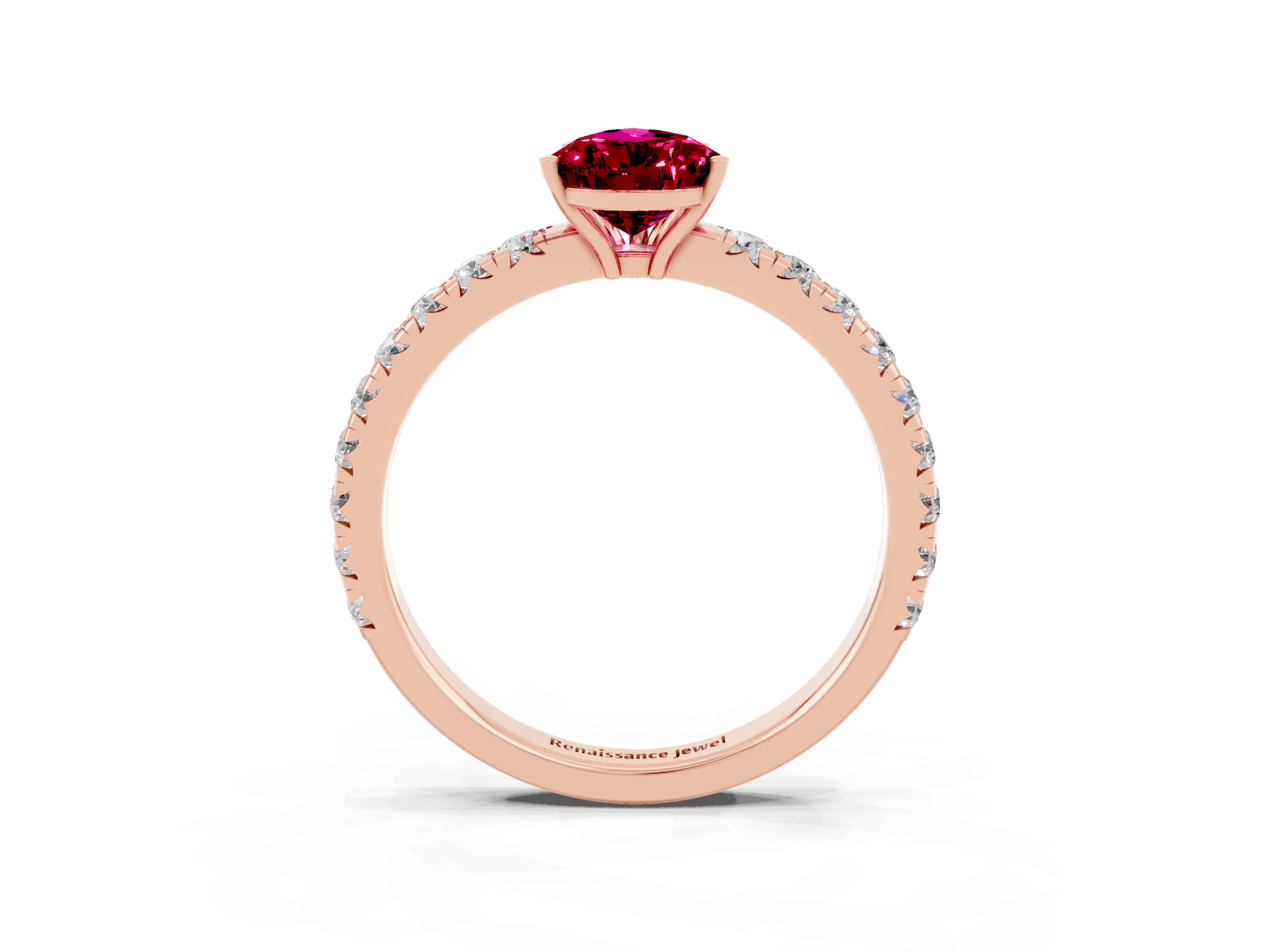 Rose gold Pear Cut Garnet Pavé Solitaire Engagement Ring with Four-Prong Setting_15