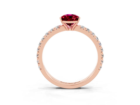 Rose gold Pear Cut Garnet Pavé Solitaire Engagement Ring with Four-Prong Setting_15
