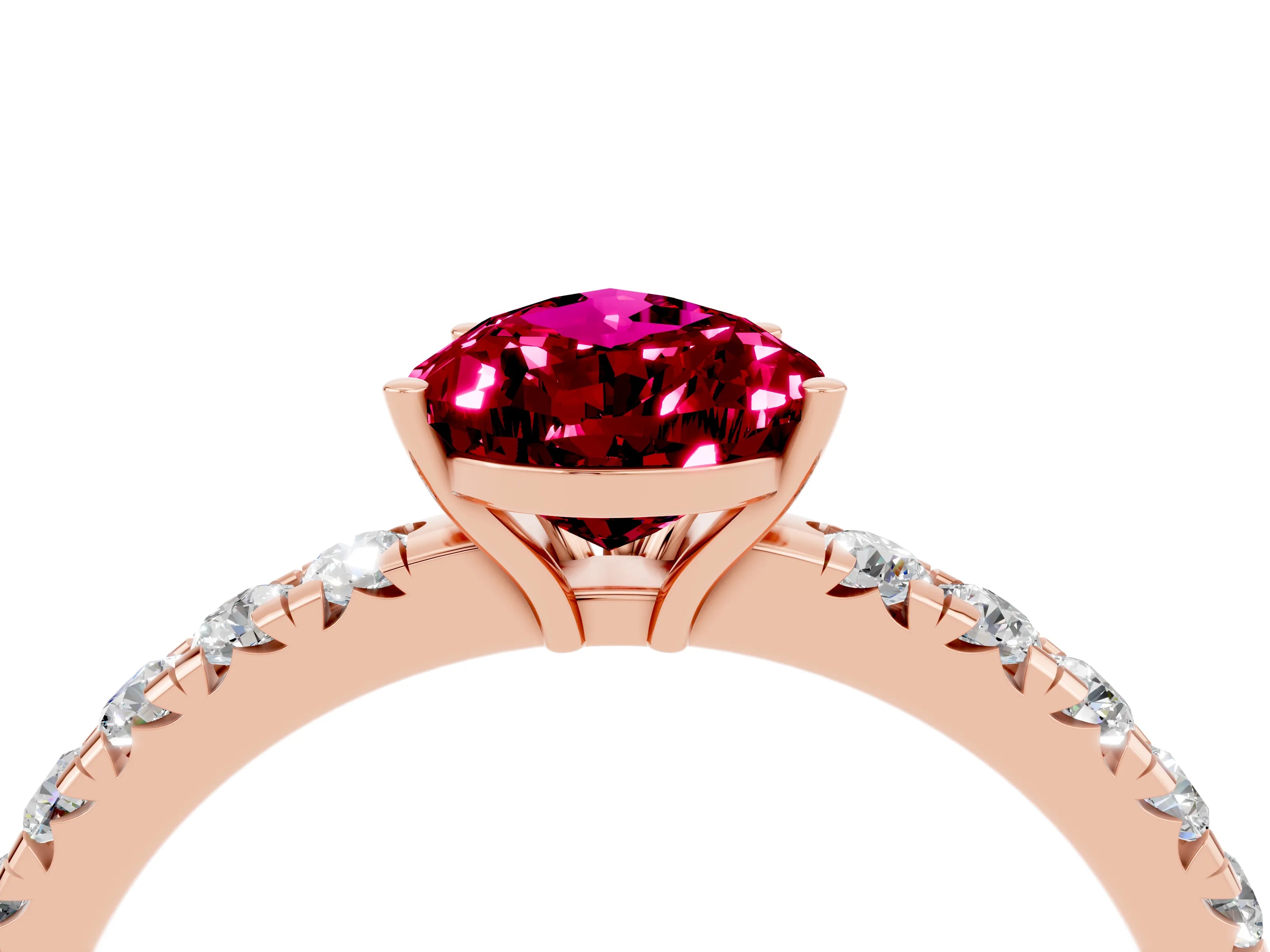 Rose gold Pear Cut Garnet Pavé Solitaire Engagement Ring with Four-Prong Setting_16