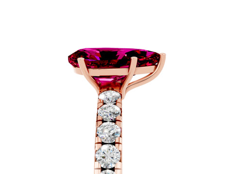 Rose gold Pear Cut Garnet Pavé Solitaire Engagement Ring with Four-Prong Setting_17