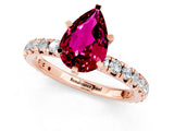 Rose gold Pear Cut Garnet Pavé Solitaire Ring with Round Band and Prong Setting_25
