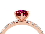 Rose gold Pear Cut Garnet Pavé Solitaire Ring with Round Band and Prong Setting_28