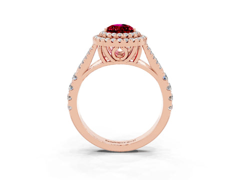 Rose gold Pear Cut Garnet Pavé Split Shank Double Halo Engagement Ring_3