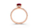 Rose gold Pear Cut Garnet Pave Band Solitaire Ring with Four-Prong Setting_27