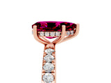 Rose gold Pear Cut Garnet Pave Band Solitaire Ring with Four-Prong Setting_29