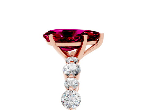 Rose gold Pear Cut Garnet Prong Set Engagement Ring with Pavé Band_5