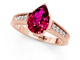 Rose gold Pear Cut Garnet Ring with Milgrain Pavé Band and Four-Prong Setting_13