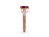 Rose gold Pear Cut Garnet Ring with Milgrain Pavé Band and Four-Prong Setting_14