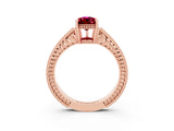 Rose gold Pear Cut Garnet Ring with Milgrain Pavé Band and Four-Prong Setting_15