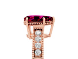 Rose gold Pear Cut Garnet Ring with Milgrain Pavé Band and Four-Prong Setting_17