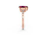 Rose gold Pear Cut Garnet Ring with Side Stones and Four-Prong Setting_38