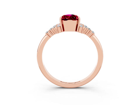 Rose gold Pear Cut Garnet Ring with Side Stones and Four-Prong Setting_39