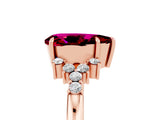 Rose gold Pear Cut Garnet Ring with Side Stones and Four-Prong Setting_41