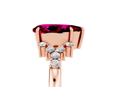 Rose gold Pear Cut Garnet Ring with Side Stones and Four-Prong Setting_41