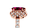 Rose gold Pear Cut Garnet Scalloped Halo Engagement Ring with Round Shared Prong Band_29