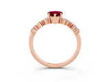 Rose gold Pear Cut Garnet Scattered Round Accent Ring with Prong Setting_15