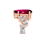 Rose gold Pear Cut Garnet Scattered Round Accent Ring with Prong Setting_17