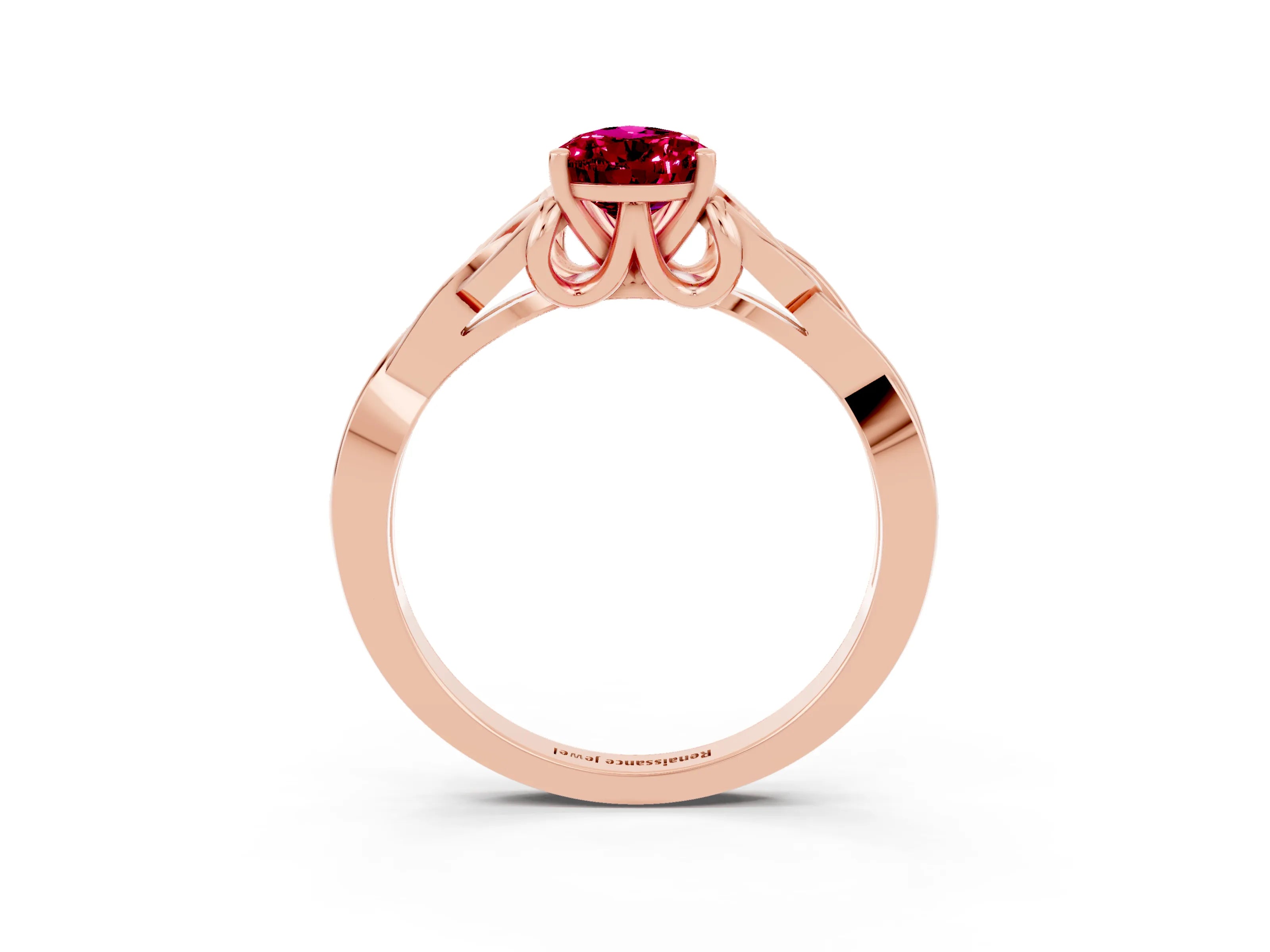 Rose gold Pear Cut Garnet Solitaire Celtic Knot Ring with Four-Prong Setting_15