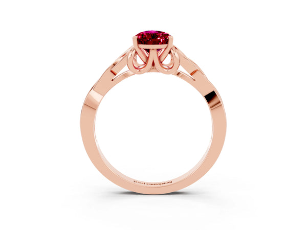 Rose gold Pear Cut Garnet Solitaire Celtic Knot Ring with Four-Prong Setting