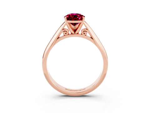 Rose gold Pear Cut Garnet Solitaire Engagement Ring with Cathedral Setting and Four-Prong Mount_15