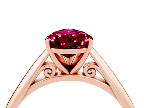 Rose gold Pear Cut Garnet Solitaire Engagement Ring with Cathedral Setting and Four-Prong Mount_16