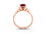 Rose gold Pear Cut Garnet Solitaire Engagement Ring with Cathedral Setting and Four-Prong Mount_27