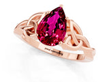 Rose gold Pear Cut Garnet Solitaire Engagement Ring with Celtic Knot Band and Four-Prong Setting_1
