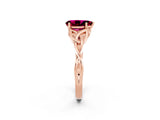 Rose gold Pear Cut Garnet Solitaire Engagement Ring with Celtic Knot Band and Four-Prong Setting_2