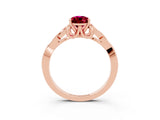 Rose gold Pear Cut Garnet Solitaire Engagement Ring with Celtic Knot Band and Four-Prong Setting_3
