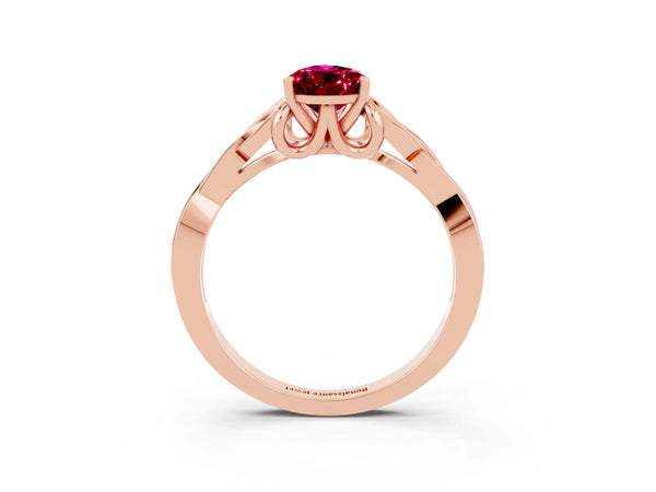 Rose gold Pear Cut Garnet Solitaire Engagement Ring with Celtic Knot Band and Four-Prong Setting