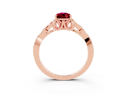 Rose gold Pear Cut Garnet Solitaire Engagement Ring with Celtic Knot Band and Four-Prong Setting_3
