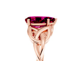Rose gold Pear Cut Garnet Solitaire Engagement Ring with Celtic Knot Band and Four-Prong Setting_5