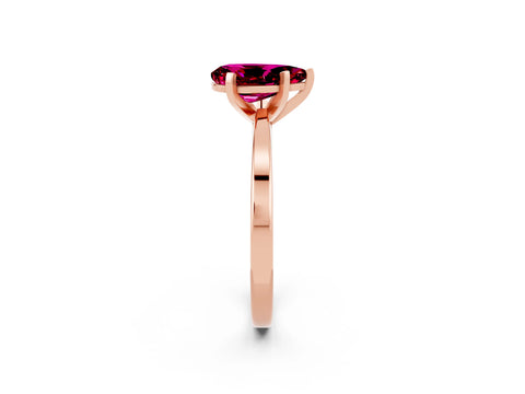 Rose gold Pear Cut Garnet Solitaire Engagement Ring with Classic Band and Four-Prong Setting_26