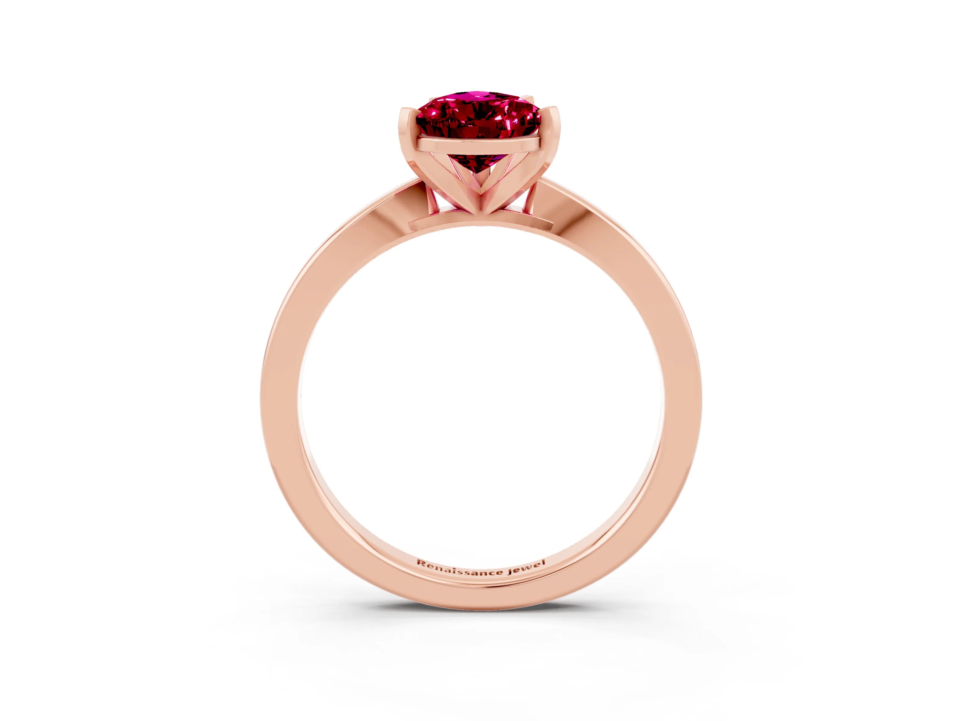 Rose gold Pear Cut Garnet Solitaire Engagement Ring with Classic Band and Four-Prong Setting_27