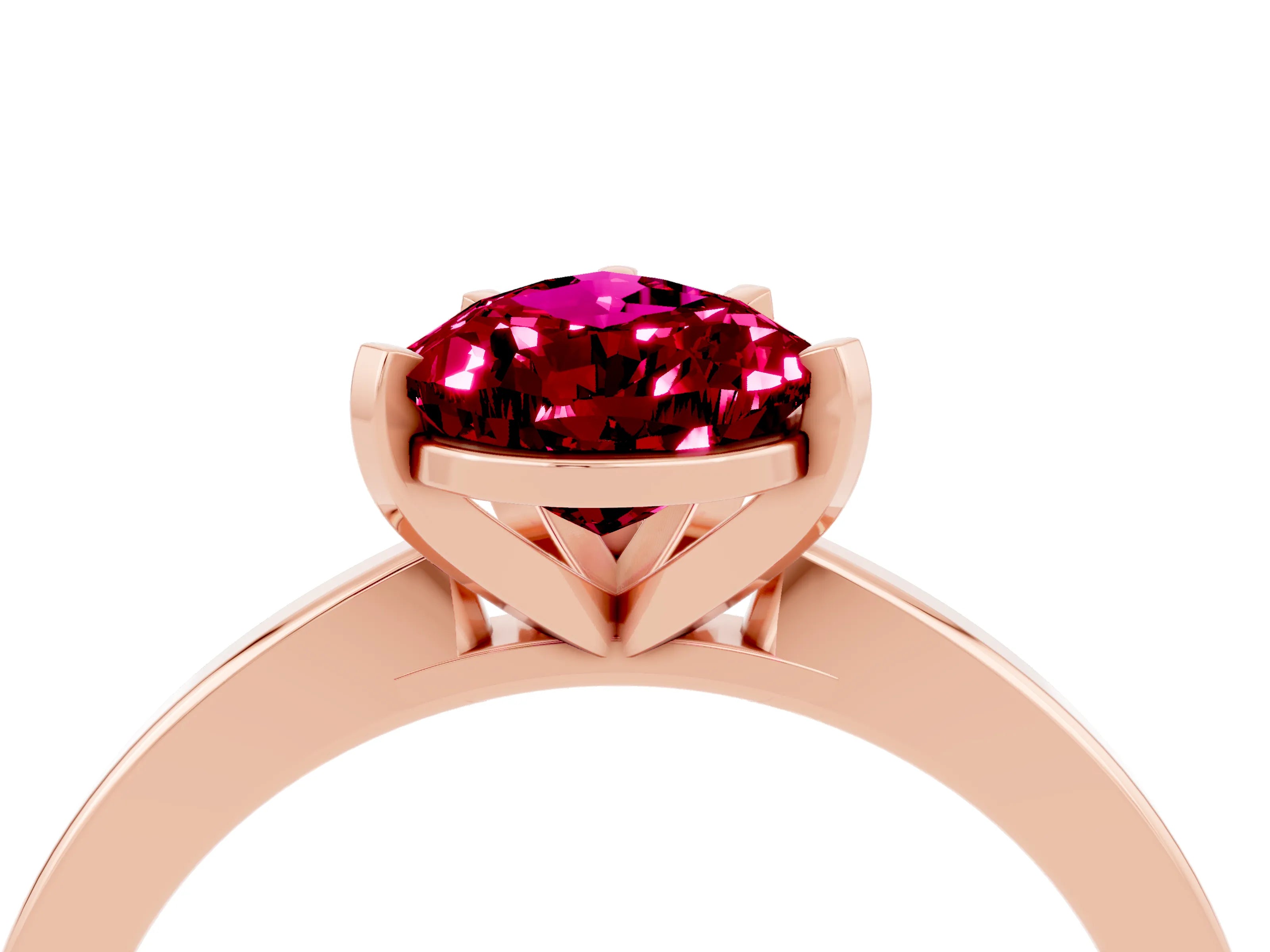 Rose gold Pear Cut Garnet Solitaire Engagement Ring with Classic Band and Four-Prong Setting_28