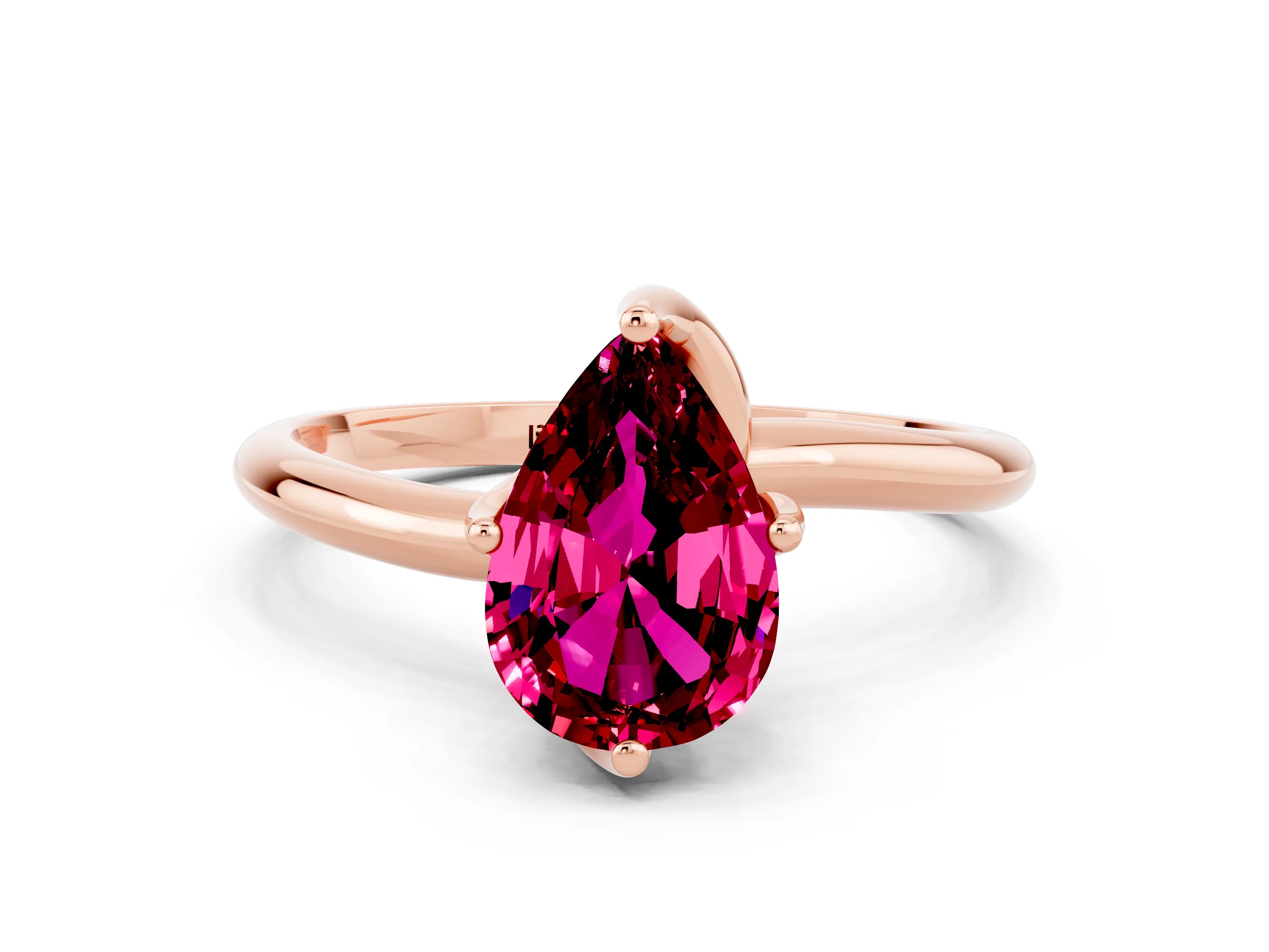 Rose gold Pear Cut Garnet Solitaire Engagement Ring with Four-Prong Setting and Classic Band_12