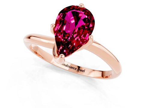 Rose gold Pear Cut Garnet Solitaire Engagement Ring with Four-Prong Setting and Classic Band_13