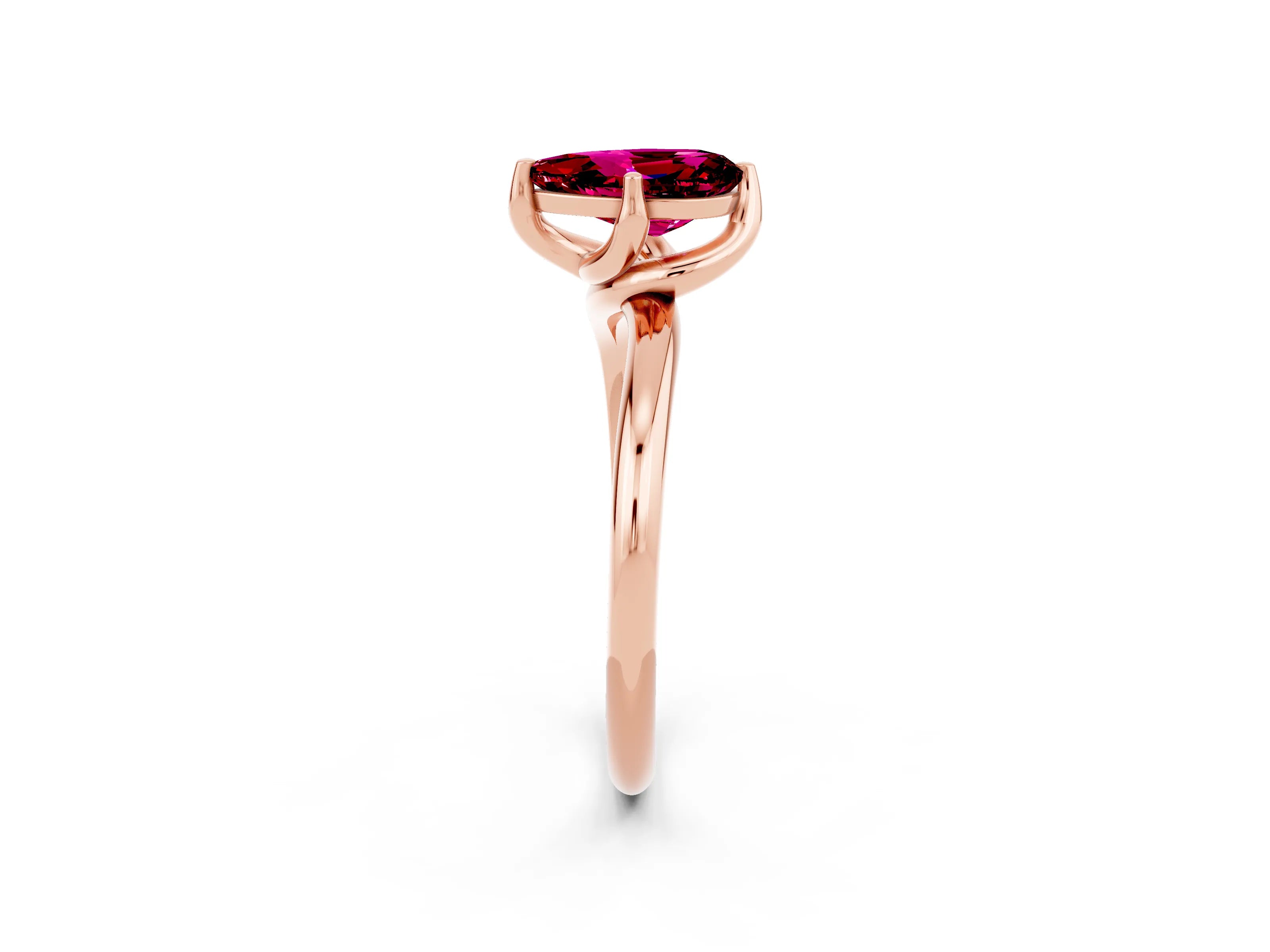 Rose gold Pear Cut Garnet Solitaire Engagement Ring with Four-Prong Setting and Classic Band_14